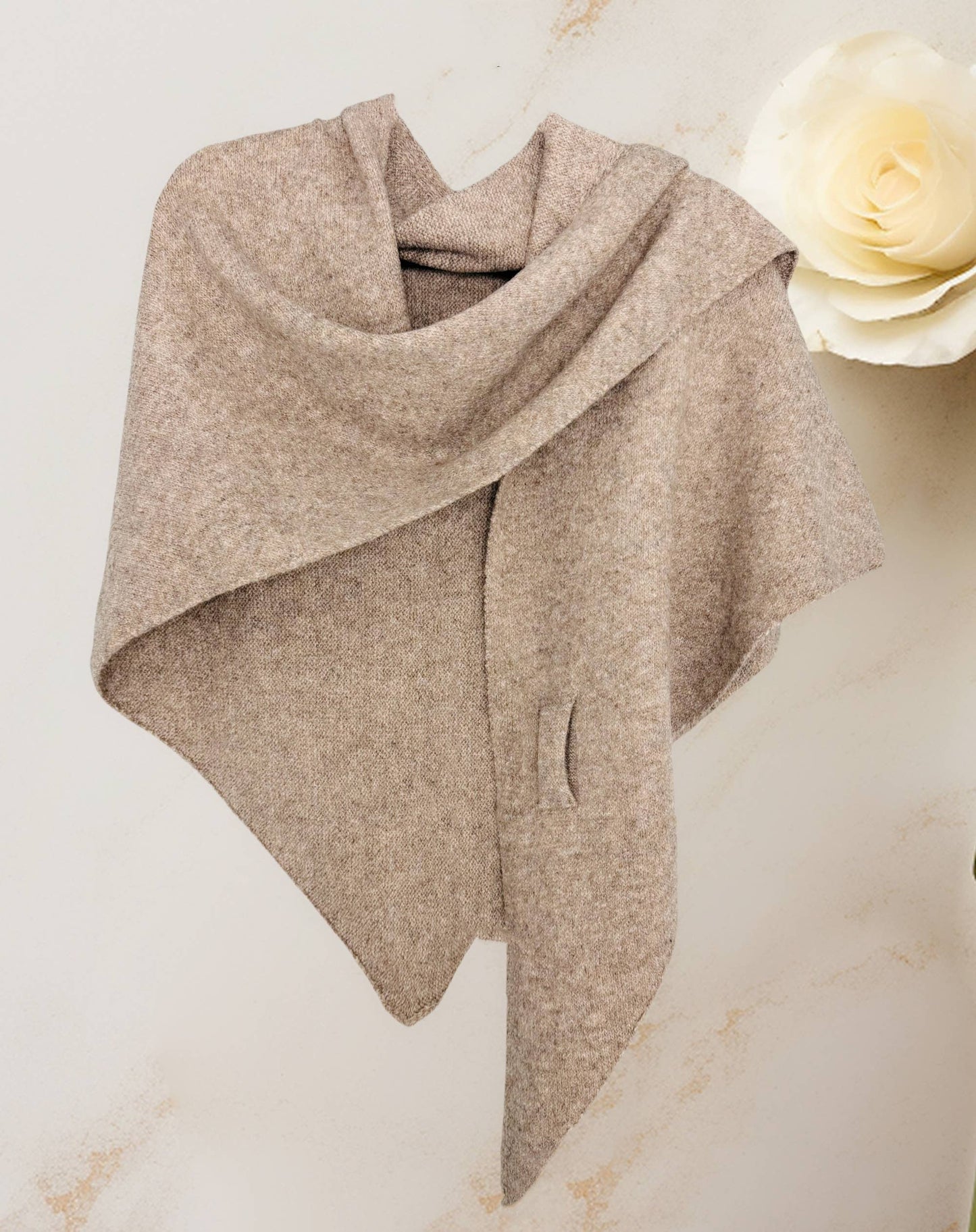 Cashmere-Blend Knit Triangle Shawl