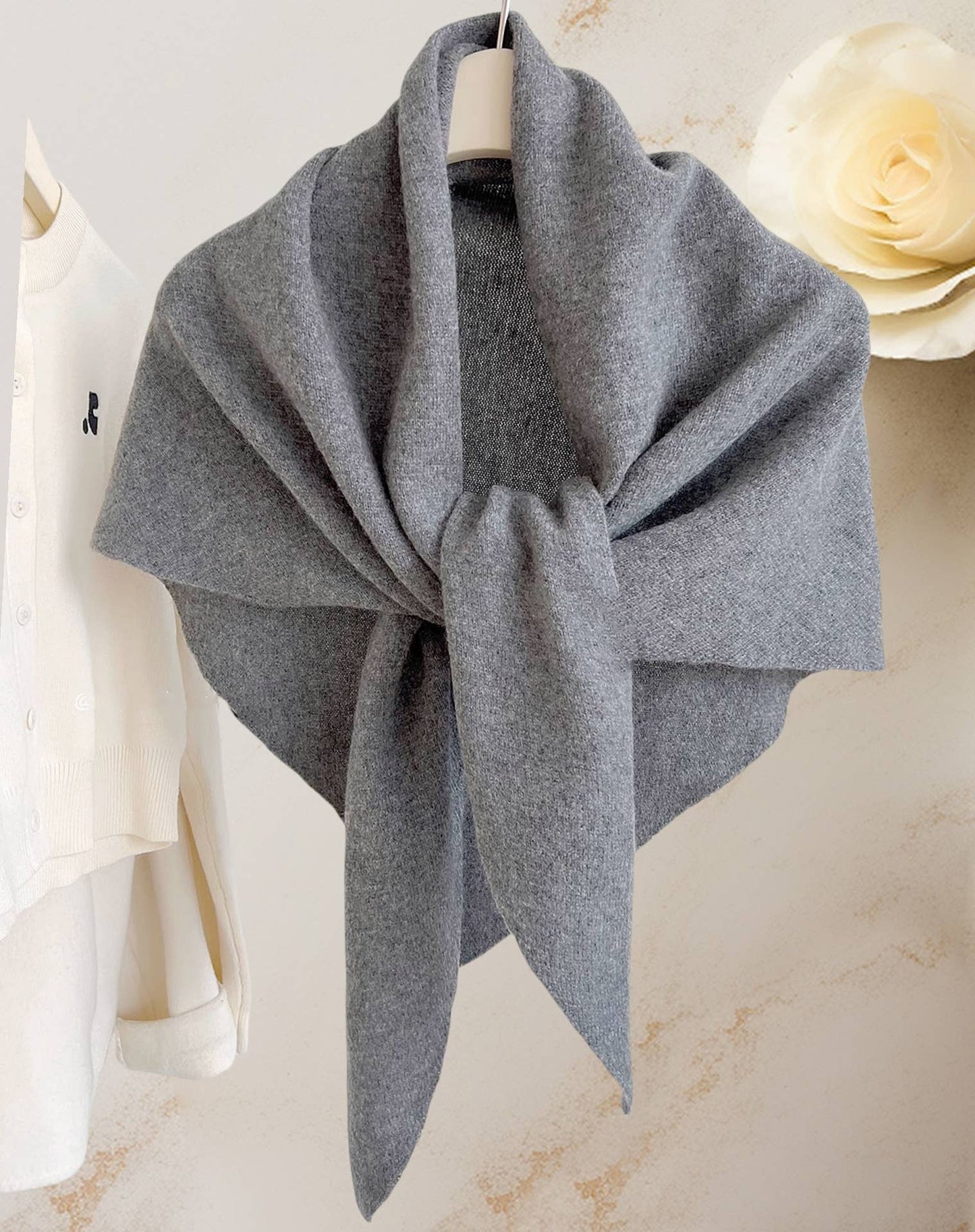 Cashmere-Blend Knit Triangle Shawl