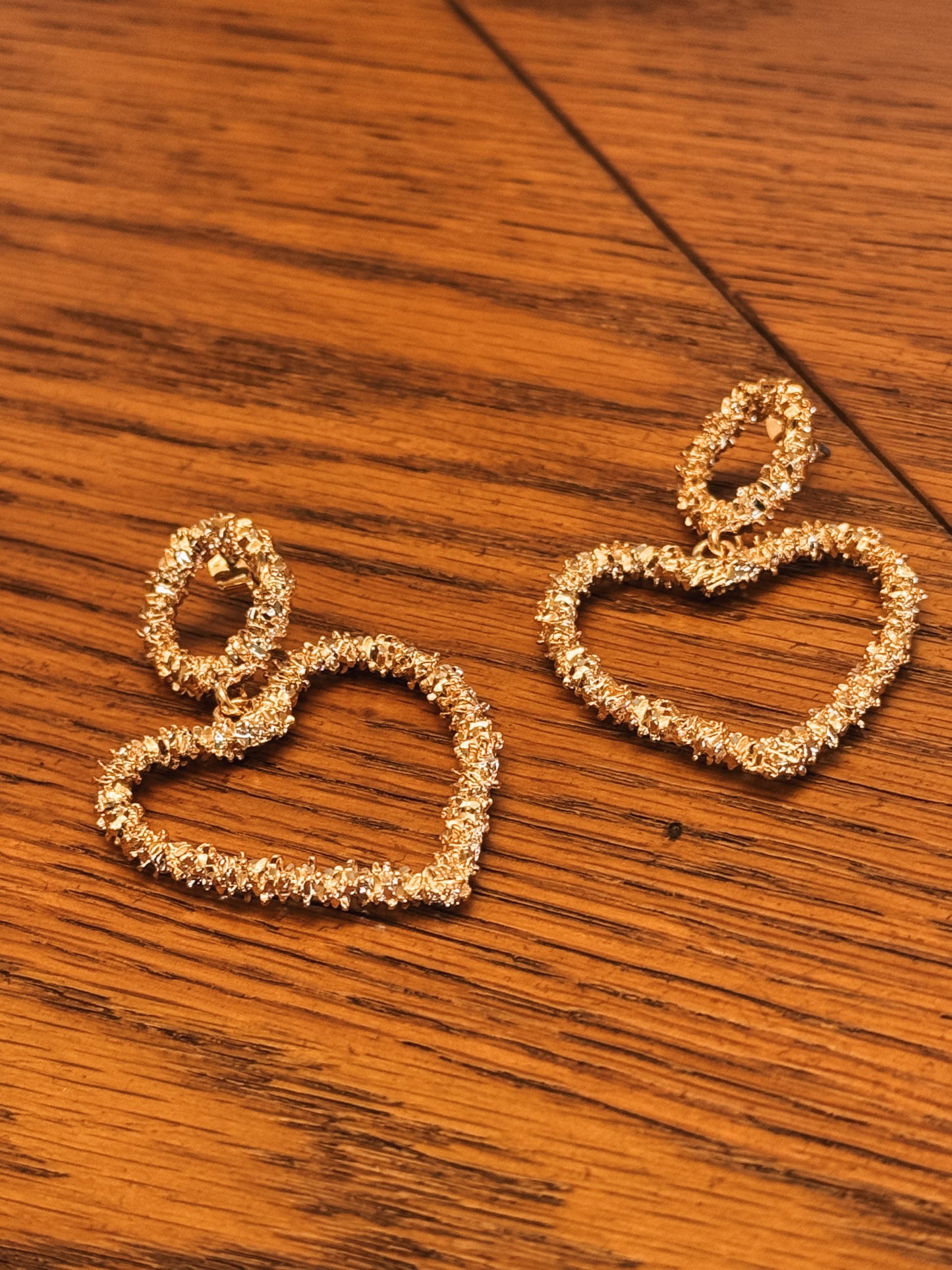 Gold Heart Drop Earrings