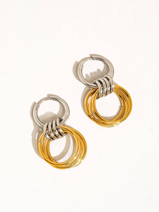 Caster 18K Gold Non-Tarnish Triple Hoop Earring